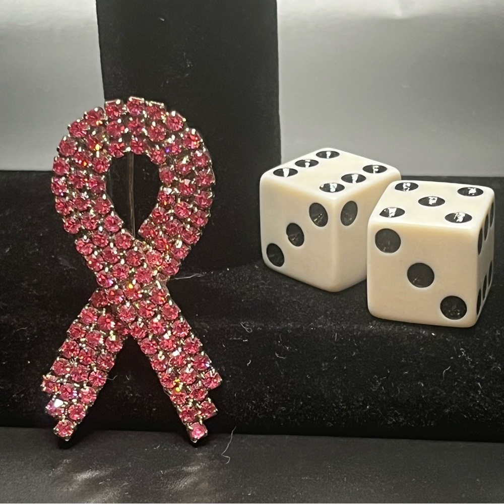 Pink Rhinestone Ribbon Brooch Breast Cancer Awareness
